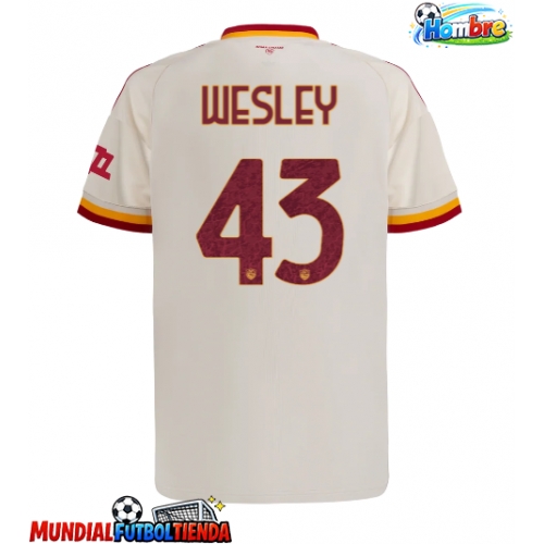 Camiseta AS Roma Wesley Franca #43 Segunda Equipación Replica 2026-27 mangas cortas